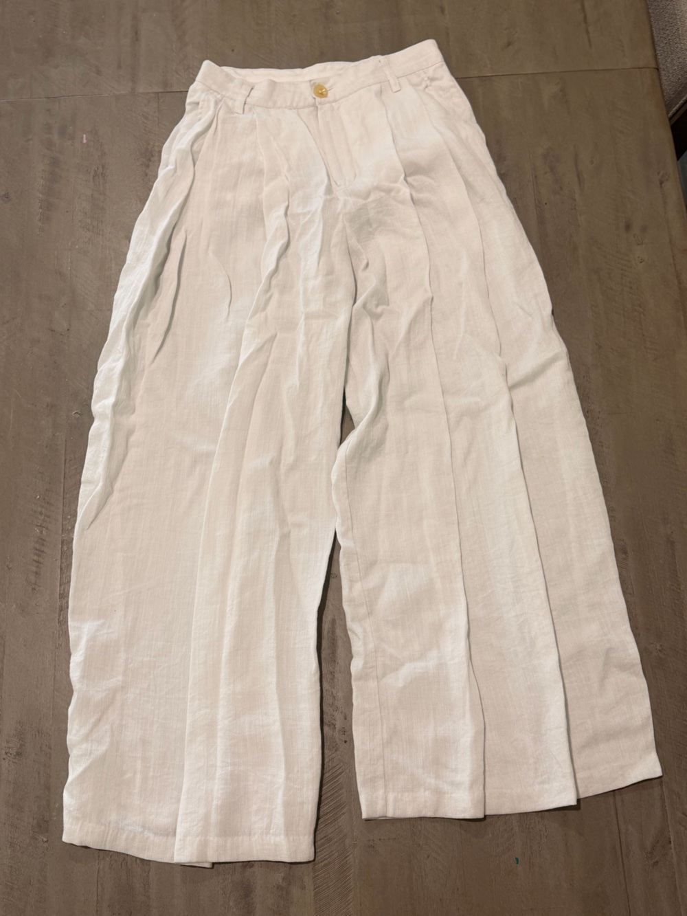 Free People White High-Waist Wide-Leg Pants